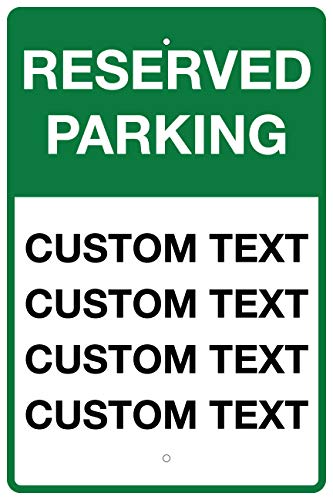 Custom “Reserved Parking” Sign | 12”W X 18” H (2 Pcs) | Metal (Aluminum) | Personalized Text/Message | Variable Font & Color Options | Use For Business, Retail, Organization, Or Personal Use #TOP3