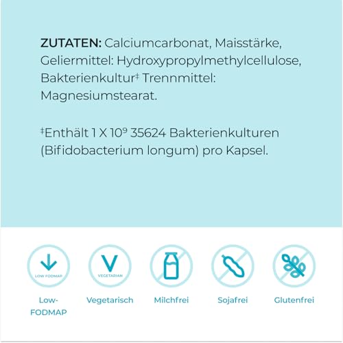 Alflorex Probiotikum für Darmgesundheit & Darmflora - Bifidobacterium longum 35624 (klinisch geprüft) + Calcium - 30 vegane Kapseln - 1x täglich - keine Kühlung nötig