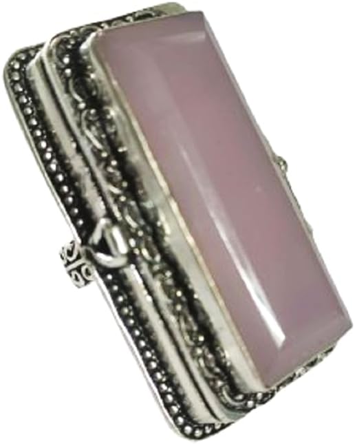 Rose Quartz Ring, Poison Box Ring, Poisoner Ring, Rectangle Stone Ring, Antique Poison Ring, Vintage Box Ring, Handmade Poison Ring, Pillbox Ring, Boho Ring, Faceted Rose Quartz Jewelry
