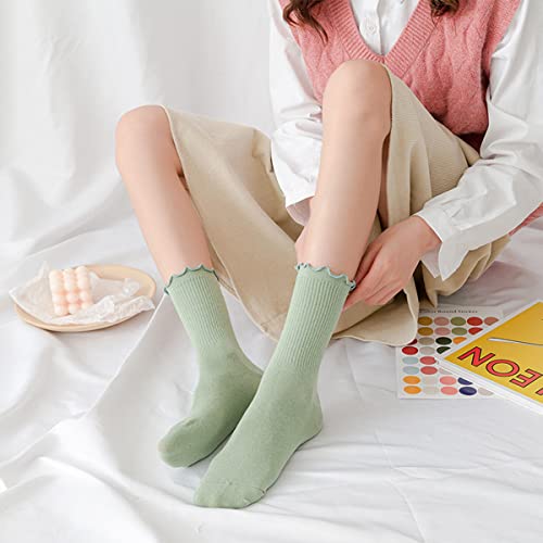 Image of GuaziV Women's Ruffle Socks, Womens Fun Novelty Crew Colorful Fashion Casual Socks