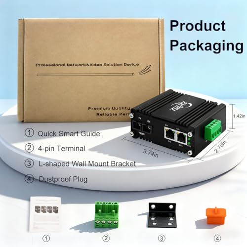 Image of Industrial Gigabit Media Converter Single Mode SC 20km 12~48VDC