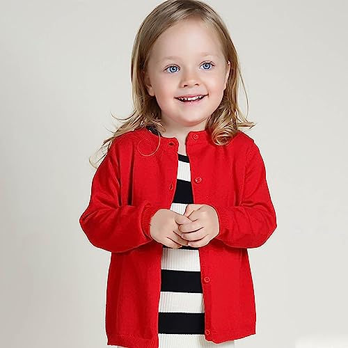 Kids Girls Knitted Cardigan Sweater Button Dowm Solid Color Ribbed Trim Jacket Soft Warm Outwear for Toddler Girls4