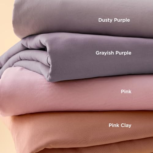 Image of Bedsure Prewashed Duvet Cover Queen, Cotton-Like Bedding Set, Lilac Purple | Ultra Soft, Relaxed Texture, 90 inchx90 inch Breathable Comfort, Hidden Zipper, 8 Corner Ties, Easy Care, OEKO-TEX, Year-Round Use