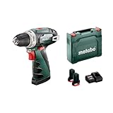 Metabo Akku-Bohrschrauber PowerMaxx BS Basic – 600984500 – 12 V – Kompakter Bohrschrauber mit Akku-Anzeige – Inklusive Akku und Ladegerät