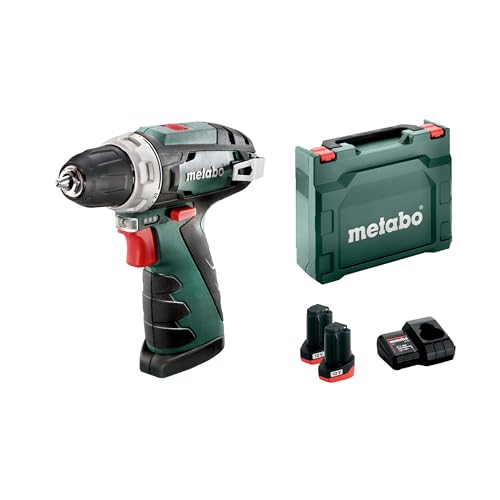 Metabo Akku-Bohrschrauber PowerMaxx BS Basic – 600984500 – 12 V – Kompakter Bohrschrauber mit Akku-Anzeige – Inklusive Akku und Ladegerät
