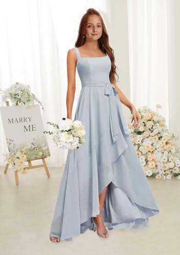 MRHUSH Junior Bridesmaid Dresses for Teen Girls Formal Dresses Chiffon A-Line Flower Girl Dress for Wedding Party Gowns3