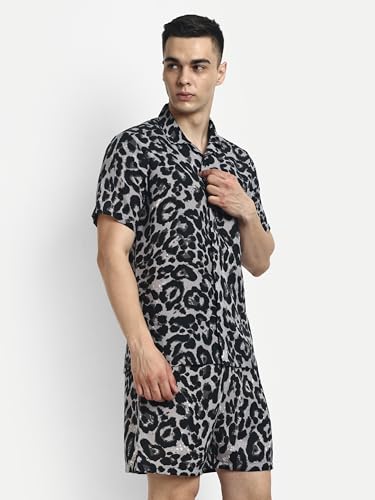 Image of DHRUVI Trendz Mens and Boys Rayon Co Ord Set | Trendy Night Dress | T Shirt and Short Set Combo Lounge | Stylish Summer Travel Wear | Matching Two-Piece for Vacation