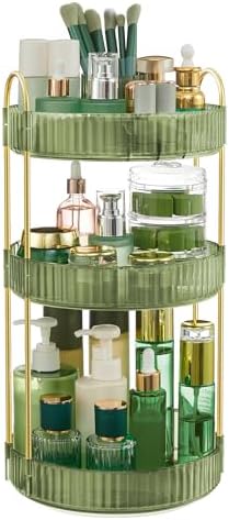 SONGMICS Makeup Organizer, 3-Tier Round Rotating Skincare Organiz...