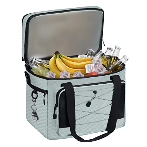 Maelstrom Collapsible Soft Sided Cooler - 60 Cans Extra Large Lunch Cooler Bag Insulated Leakproof Camping Cooler, Portable For Grocery Shopping, Camping, Tailgating And Road Trips，Grey #TOP1