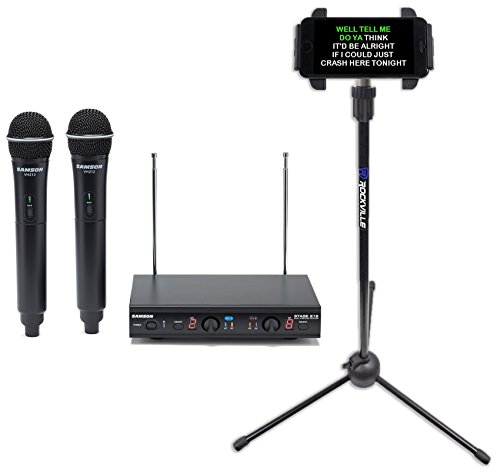 Samson Stage 212 Dual Vhf Handheld Wireless Microphone System W (2) Q6 Mics Bundle With Rockville Ips20 Tablet/Phone Tripod Stand-Fits All Tabletswithiphone 6Withgalaxywithmore! #TOP11