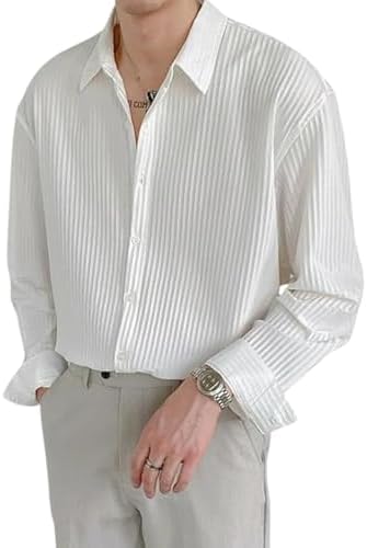 GRECIILOOKS Men's Formal Button Down Shirt โ Slim Fit Polycotton Shirt's for Men | Textured Full Sleeve| Business & Meeting Ready (Available in Plus Size)