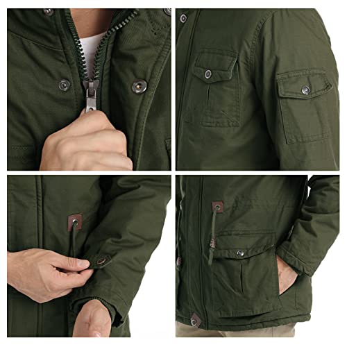 Chexpel Stand Collar Winter Fleece Work Jacket Men Cargo Coat Hunting Tactical Camping Windproof Hiking Jackets Outwear Army Green 3Xl #TOP4