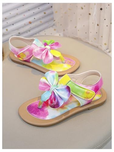 GORGLITTER Girl's Colorful Floral Thong Sandals Open Toe Slip on T Strap Summer Beach Vacation Slides Shoes4
