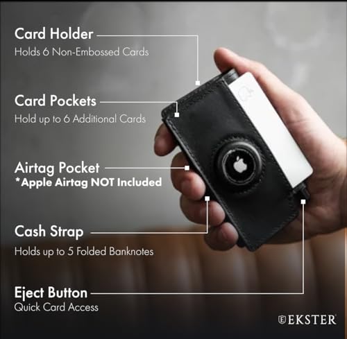 Ekster Parliament AirTag Wallet | Smart Wallets for Men | Apple Air Tag Wallet with RFID Blocking Protective Layer | Slim & Minimalist Money Holder with Push Button for Quick Card Access (Nappa Black)2