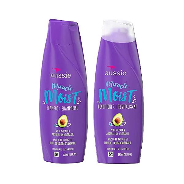 Aussie Miracle Moist Shampoo and Conditioner Set with avocado & australian jojoba oil-12.1 fl oz each