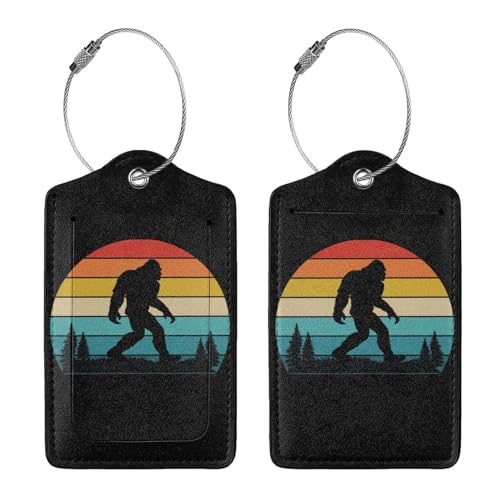 2 Pcs Bigfoot Luggage Tag for Suitcase, Identifiers Privacy Cover ID Label with Steel Loop, Cute Sasquatch Luggage Tags Birthday Gifts for Men Women Outdoor Travel Father's Mother's Day