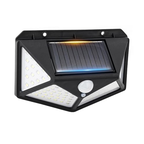 GRIFEMA Solarlampe Außen mit Bewegungsmelder, LED Solarleuchte Wandleuchte für Garten, 100 LEDs, 3 Modi, 270° Abstrahlwinkel, IP65, 800mAh Akku, GDK203