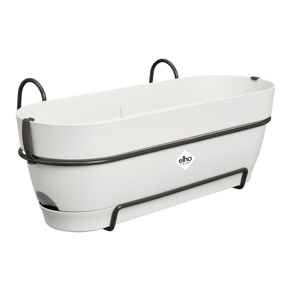 Elho Vibia Campana Trough Allin1 50 - Jardinera por Balcón - Ø 50.4 x H 17.7 cm - Blanco/Silky White