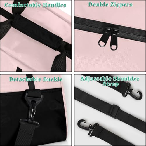 Personalize-Kids-Sports-Duffel-Bags With Custom Name Text Carry-On Overnight Travel Gym Lightweight Dance Pattern Sports Bags For Girls Boys Kids,Pink 24