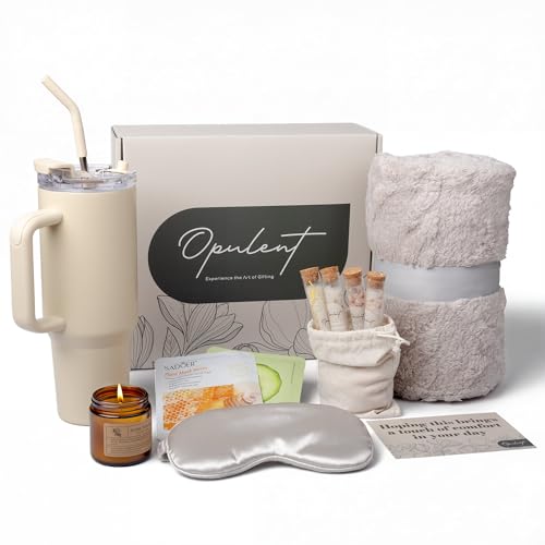 Opulent Luxury Self Care Gifts for Women - Hug in a Box Comfort Care Package - Spa Gift Set with 40 oz Tumbler & Cozy Blanket - Ideal for Get Well, Thinking of You, Birthday, Sympathy & Corporate