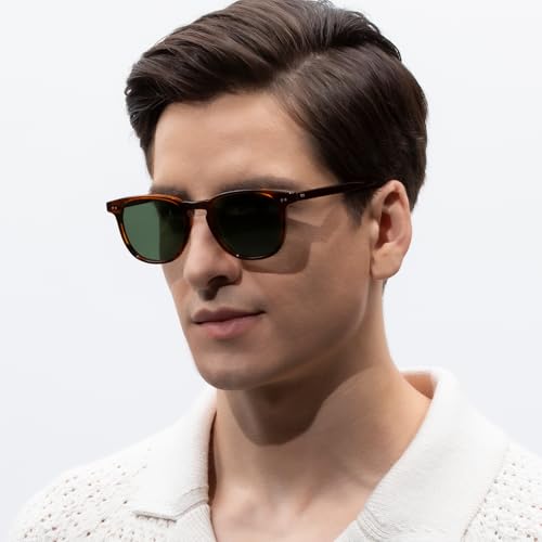 CARFIA Retro Acetate Polarized Sunglasses for Men UV400 Protection Hand-Crafted Frame Sun Glasses CA5285L2
