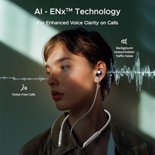 Image of Boat Rockerz 255 Z Plus,AI-Enx Tech,Spatial Audio,50HRS Battery,Low Latency Mode,Fast Charge,App Support,IPX4,GFPS,BT V5.3,Bluetooth Neckband,Wireless with Mic in Ear Earphones (Slate Grey)