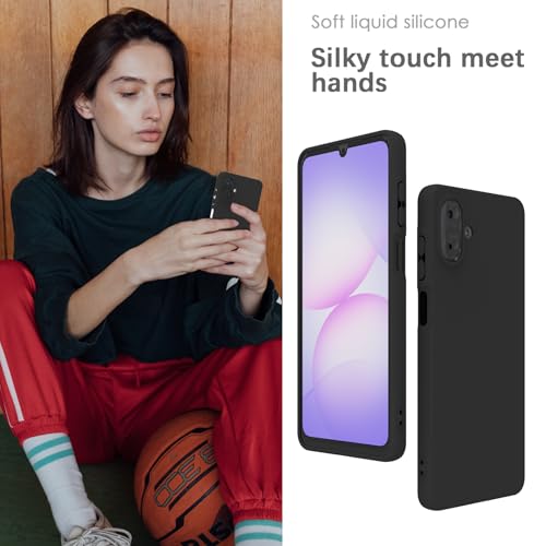 Image of YATWIN Silicone Case for Samsung Galaxy A07 4G, Soft-Touch, Shockproof, DustProof, Antiskid Phone Cover for Samsung Galaxy A07 4G - Black