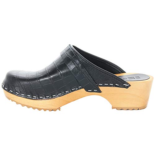 Image of Bjork Maja Wood Open Back Leather Clogs