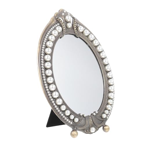 Miroir de maquillage sur pied vintage marron en alliage ABOOFAN