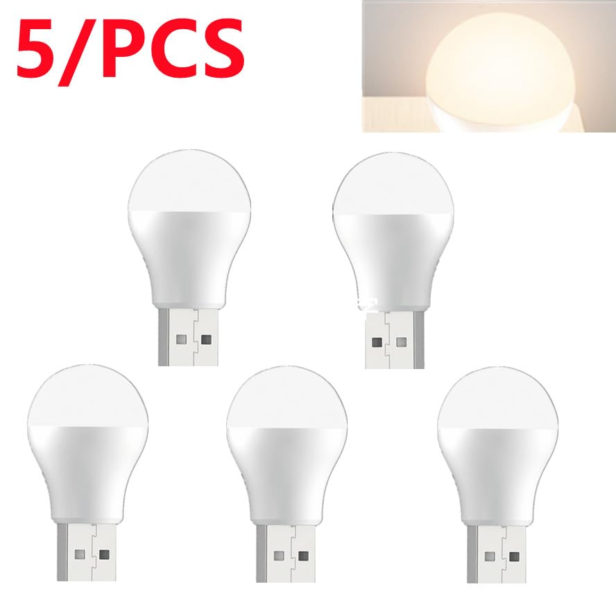 Livre USB lampe led chaude lot de 5 avec charge d'énergie mobile veilleuse nomade