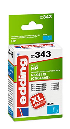 Cartouche HP 951XL edding cyan EDD-343 haute capacité 30 ml pour des rendus nets