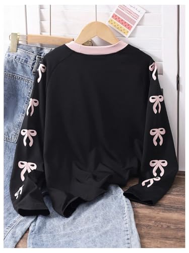SOLY HUX Girl's Graphic Tees Y2k Number Bow Print Long Sleeve Shirts Crew Neck T-Shirt Tops2