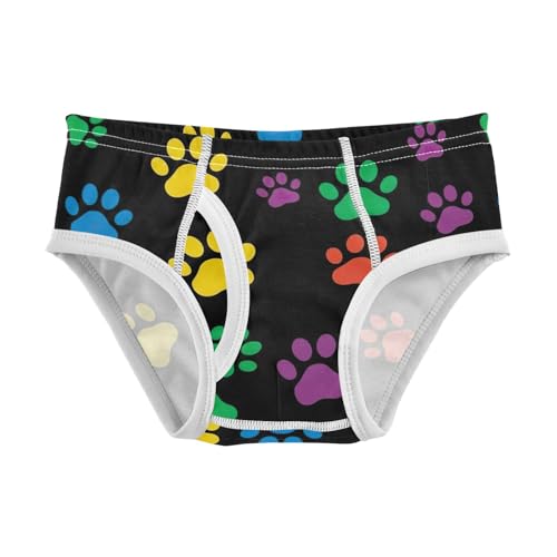 CHIFIGNO Boys Underwear Cotton Briefs Printed Soft Little Boy Brief Underwear, Cuet Dog Paw Prints Black