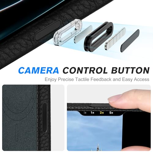Image of SHIELDON Genuine Leather Case for iPhone 17 Pro 6.3 inch 2025, Pebbled Black | Compatible with MagSafe, Magnetic Wireless Charging, Camera Button, Metal Buttons, Camera Bezel, Slim, Shockproof, Women Men