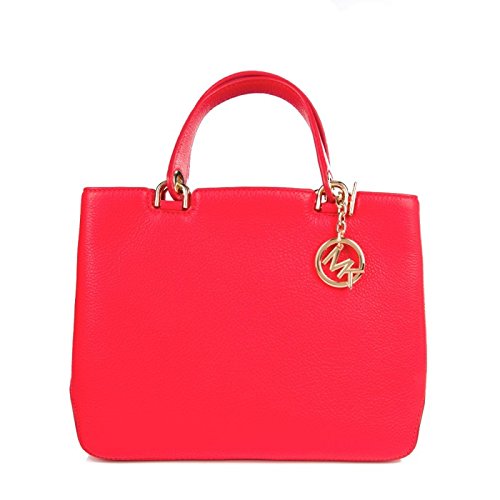 Michael Kors Leather Anabelle Large Top Zip Tote Bag (Coral)