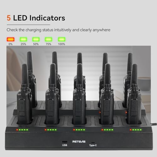 Image of Retevis RT68 Walkie Talkies Long Range Rechargeable (10 Pack) with Charger