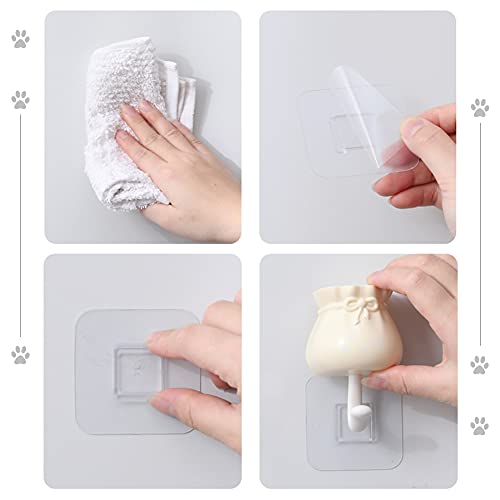 4 Pcs Coat Hooks Lucky Bag Cat Shape Strong Viscose Punch Free Hooks, Cute Wall Coat Hook For Hanging Hats, Coats, Keys And Towels, Wardrobe Decoration Creative Hooks (Blue+Pink+White+Yellow) #TOP4