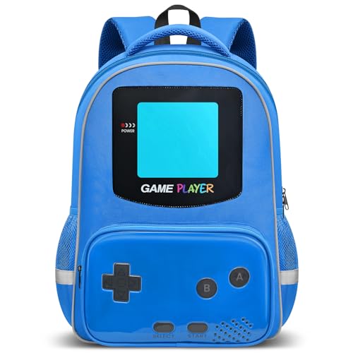 Beaulyn Mochila para niños para la escuela, mochila escolar para niños para estudiantes de primaria y secundaria, mochila de videojuegos de 17 pulgadas para laptop, Game-blue, One Backpack