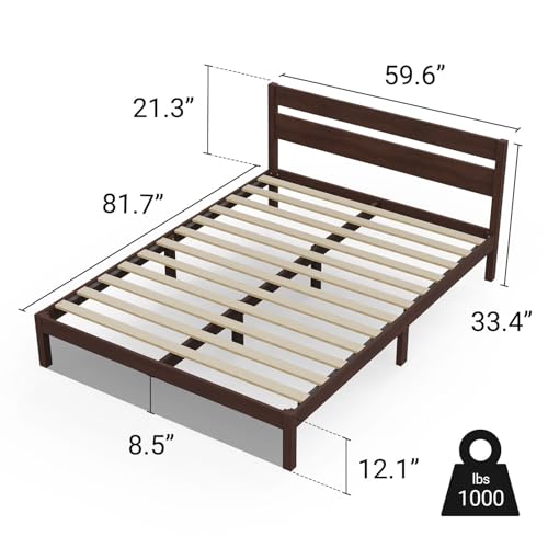 Image of LIFEMENT Classic Wood Platform Bed Frame with Headboard, Essential, Noise Free, Under Bed Storage, No Box Spring Needed, Easy Assembly (Walnut, Queen (U.S. Standard))