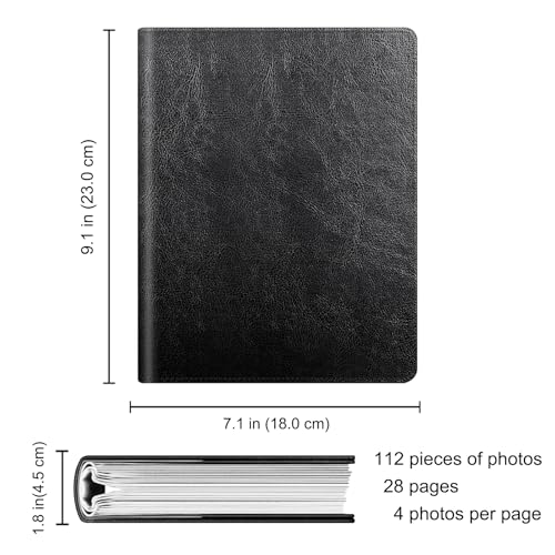 Fintie Photo Album for 4x6 Photos - 112 Pockets Vegan Leather Cover Memory Albums Book for Birthday Family Anniversary Vacation Pictures (Black)