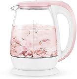Wasserkocher aus Glas,Öko-Wasserkocher mit beleuchteter LED,Bpa-freier kabelloser Wasserkocher mit Edelstahl-Innendeckel und -Boden,Schnellkochautomatik und Trockengehschutz (Farbe: Blau),praktisch