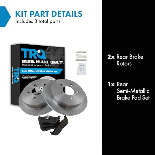 Image of TRQ Rear Brake Pad and Rotor Set Semi Metallic Vented Rotors