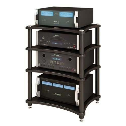 Support audio en bois premium noir robuste à 3 niveaux - 8