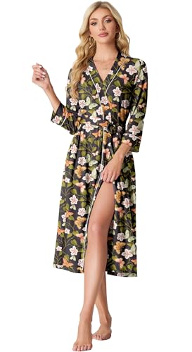 Image of PrinStory Womens Robe Long Knit Bathrobe Lightweight Soft Robes Ladies Bath Robe