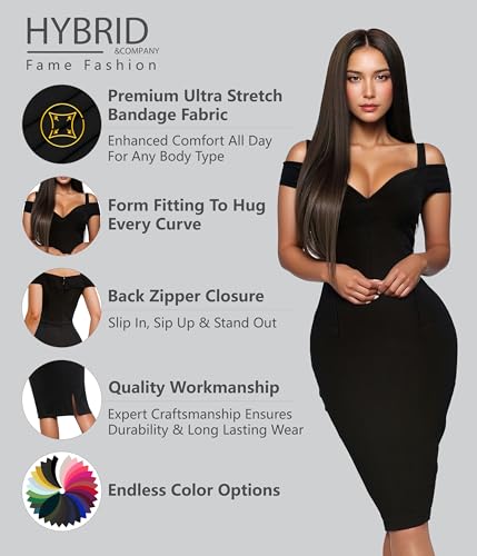 Image of Hybrid & Company Women's Elegant Bandage Dress | Stretch fabric, flattering bodycon fit, elegant silhouette, suitable for cocktail parties, events, and special occasions