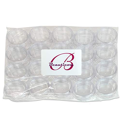 Beauticom 10g/10ml (0.35 Fl Oz) Round Clear Jars with Round Top Lids for Creams, Lotions, Make Up, Powders, Glitters, and more... (Color: Clear Lid, Quantity: 40 Pieces)3