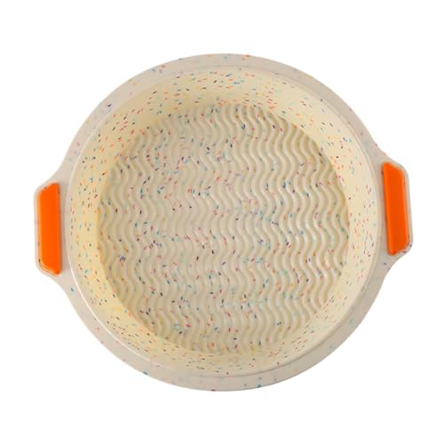 COLLBATH 1pc Colorful Dots Silicone Round Cake Thickened Binaural Non Stick Baking Tray for Cakes Biscuits and Bread Easy to Clean High Temperature Beige