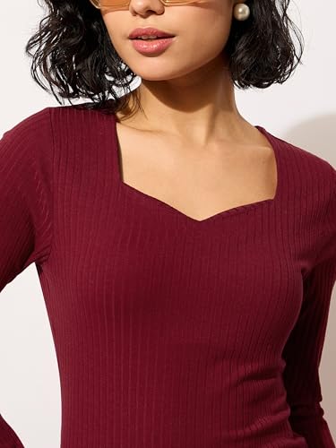 Image of barcino Black Rib Sweetheart Neck Knee Dress