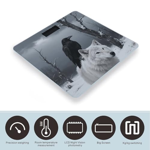 Báscula digital de baño Crow and White Wolf vidrio templado miniatura 3