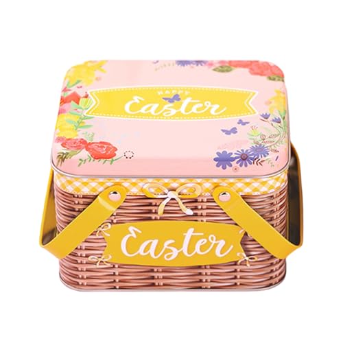 Cesta de Pascua – Caramelos de metal con tapa y asa, de Pascua – para dulces de fecha, chocolates, de día festivo